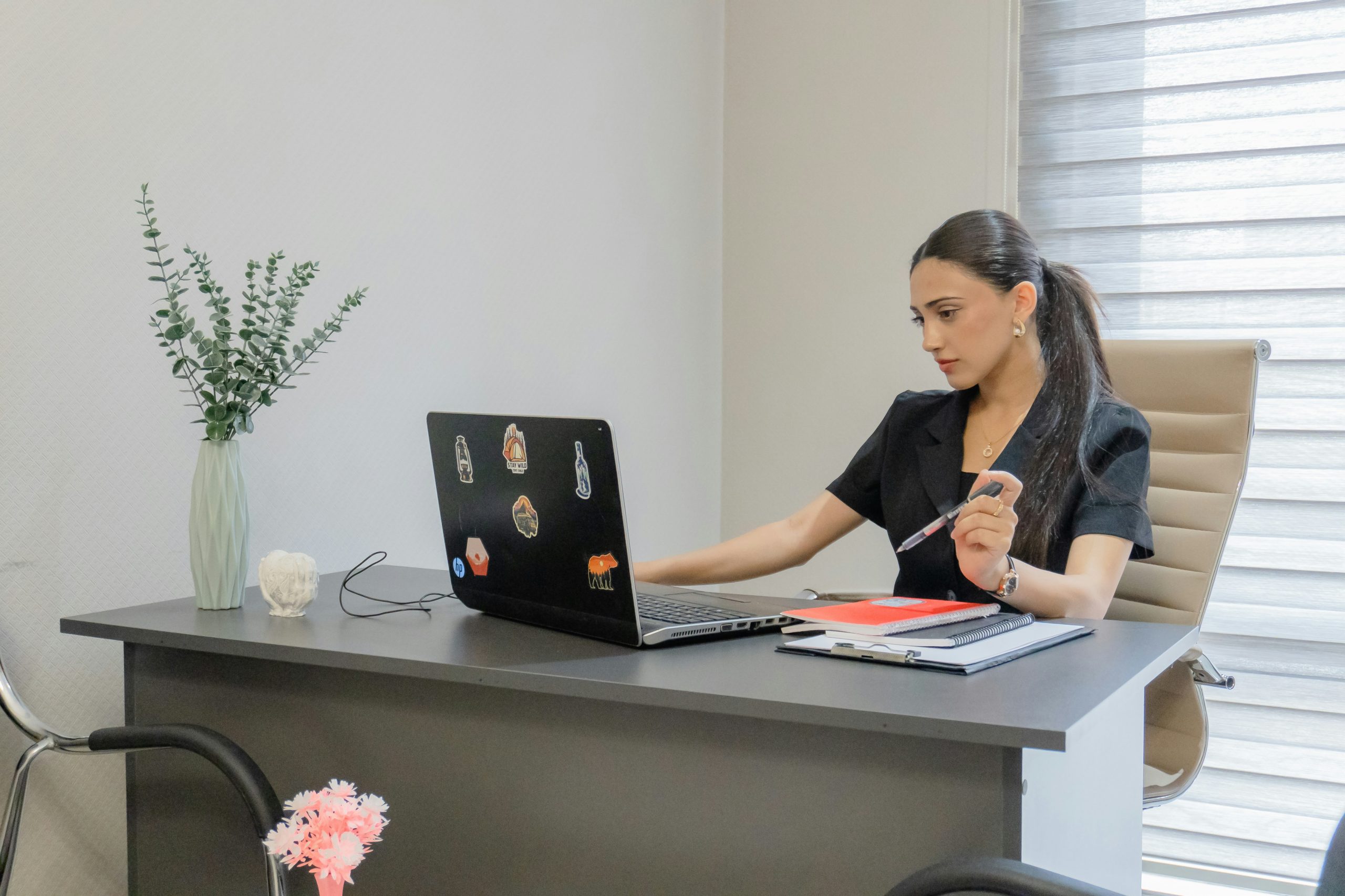 woman alone in office space